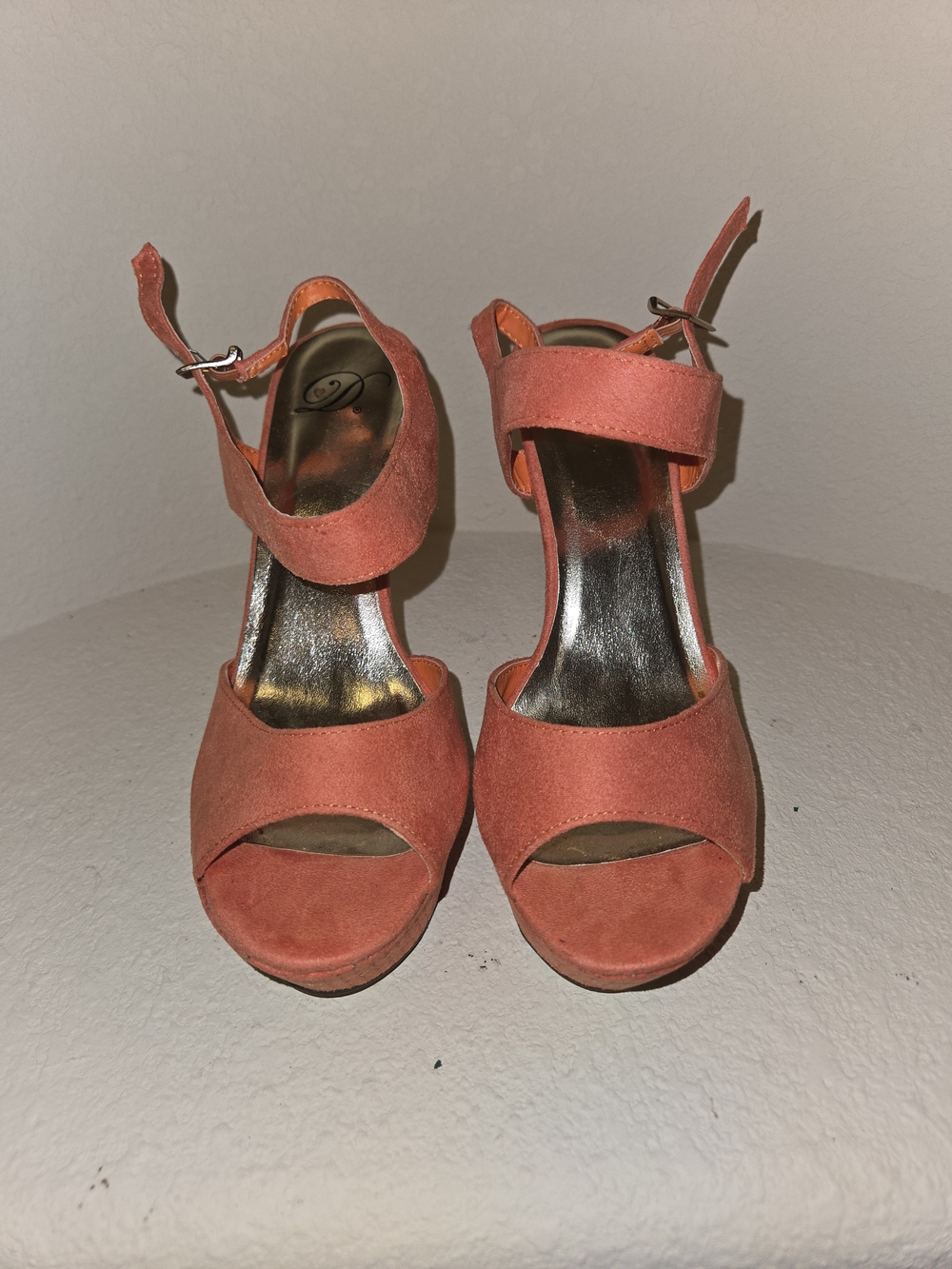 Diva Women's Orange Suede Ankle Strap Platform Sandal
